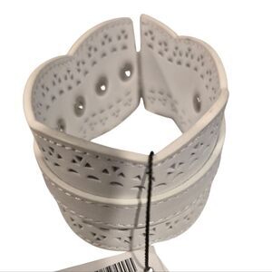 WHBM  Cutout  Leather Cuff Bracelet White NWT